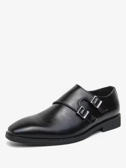 Men's Monk Strap Loafers Square Toe Slip-On Prom Wedding Shoes