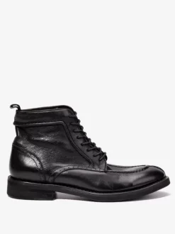 Men's Motorcycle Retro Work Mahogany Cowhide Round Toe Combat Boots