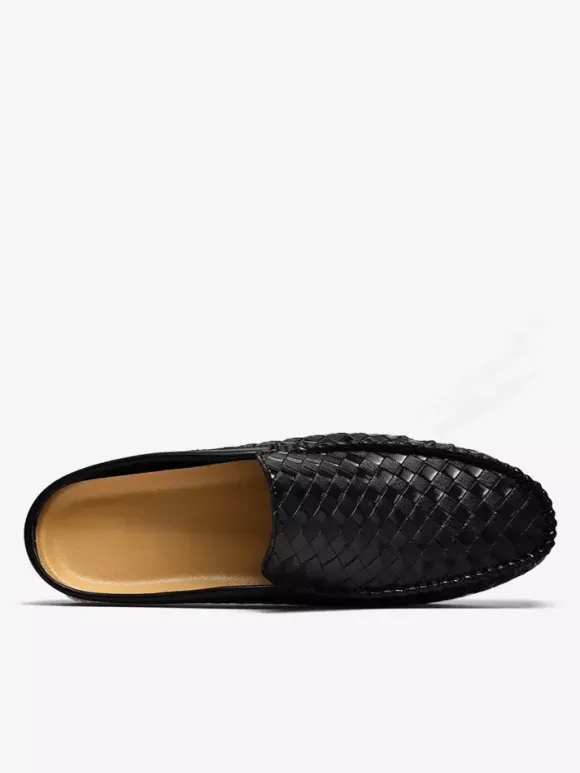 Mens Mules Slip-on Breathable Leather Soft Sole Loafers Shoes Comfortable Casual House Shoes