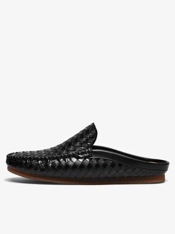 Mens Mules Slip-on Breathable Leather Soft Sole Loafers Shoes Comfortable Casual House Shoes