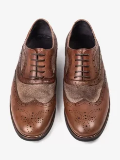 Men's Oxford Dress Shoe Pointed Toe Cowhide Brogue Prom Wedding Shoes
