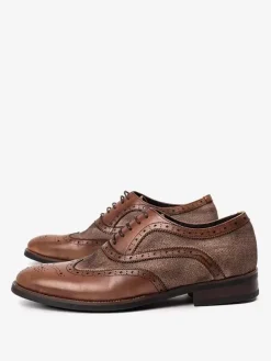 Men's Oxford Dress Shoe Pointed Toe Cowhide Brogue Prom Wedding Shoes