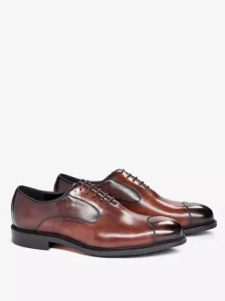 Mens Oxfords Dress Shoes Pointed-Toe Business Casual Genuine Leather Lace-Up Cap Toe Shoes
