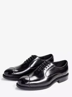 Mens Oxfords Dress Shoes Pointed-Toe Business Casual Genuine Leather Lace-Up Cap Toe Shoes
