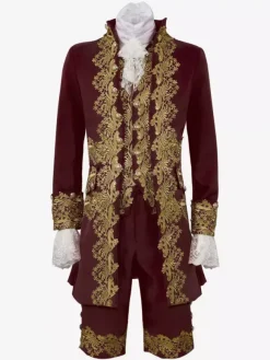 Men's Palace Prince Dress Performance Suit Cos Costume Medieval Retro Costume Burgundy