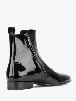 Mens patent Boots Pointed Toe low heels Ankle Boots Black Zipper Prom Boots