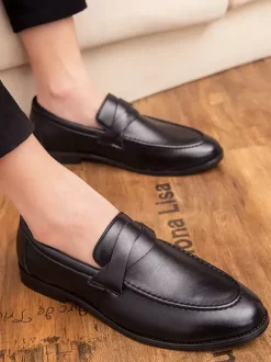 Mens Penny Loafer PU Leather Shoes