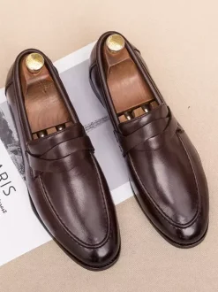 Mens Penny Loafer PU Leather Shoes