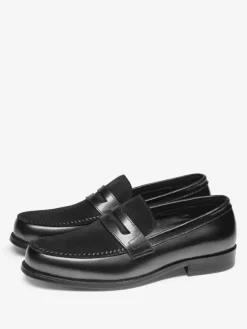 Mens Penny Loafer Round Toe Leather Shoes