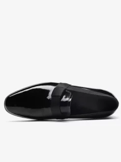 Men's Penny Loafer Round Toe Patent Cowhide Slip On Prom Wedding Shoes