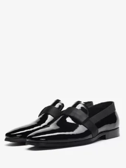 Men's Penny Loafer Round Toe Patent Cowhide Slip On Prom Wedding Shoes