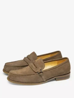 Mens Penny Loafer Round Toe Leather Shoes