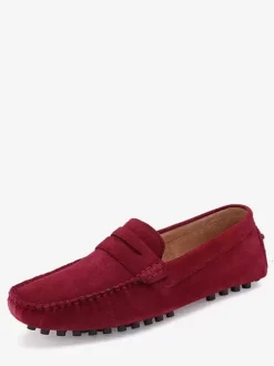Mens Penny Loafer Shoes Slip-On Monk Strap Round Toe Suede Leather