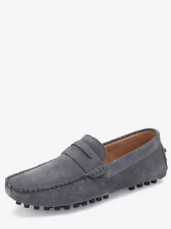 Mens Penny Loafer Shoes Slip-On Monk Strap Round Toe Suede Leather