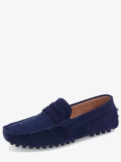 Mens Penny Loafer Shoes Slip-On Monk Strap Round Toe Suede Leather