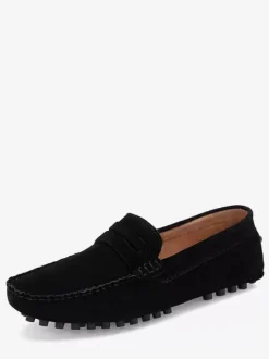 Mens Penny Loafer Shoes Slip-On Monk Strap Round Toe Suede Leather