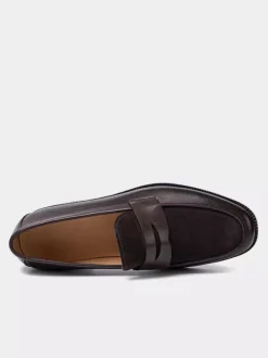 Mens Penny Loafer Suede Shoes Slip On Spike low heels penny Shoes Suitable for Prom Homecoming Wedding