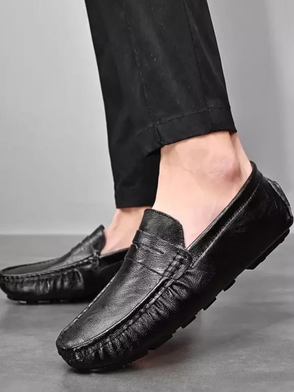 Mens Penny Loafers Shoes Slip-on Spike Leather Shoes Lightweight Resistant Party Deck Shoes