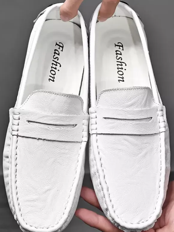 Mens Penny Loafers Shoes Slip-on Spike Leather Shoes Lightweight Resistant Party Deck Shoes
