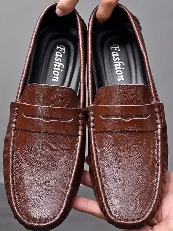 Mens Penny Loafers Shoes Slip-on Spike Leather Shoes Lightweight Resistant Party Deck Shoes