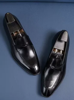 Men's Penny Loafers Slip On Cowhide Prom Wedding shoes
