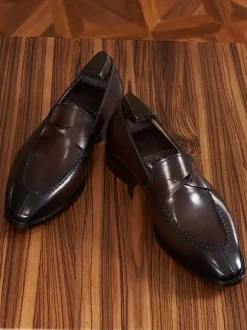Men's Penny Loafers Slip On Cowhide Prom Wedding shoes