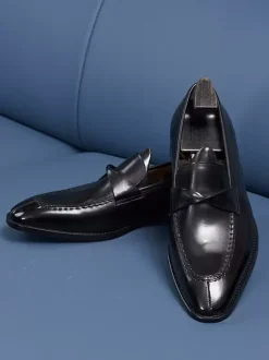Men's Penny Loafers Slip On Cowhide Prom Wedding shoes