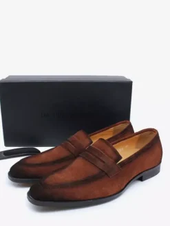 Mens Penny Loafers Slip-On Casual Suede Shoes Soft Breathable Leather Comfortable Lazy Shoes