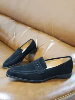 Mens Penny Loafers Slip-On Casual Suede Shoes Soft Breathable Leather Comfortable Lazy Shoes