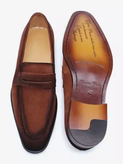 Mens Penny Loafers Slip-On Casual Suede Shoes Soft Breathable Leather Comfortable Lazy Shoes