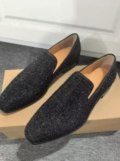 Men's Prom Shoes Glitter Square Toe Slip On Dress Wedding Shoes