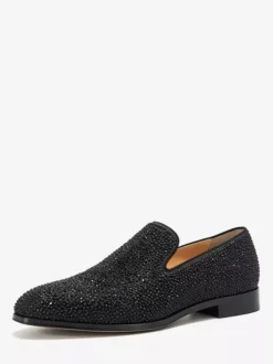 Men's Prom Shoes Glitter Square Toe Slip On Dress Wedding Shoes