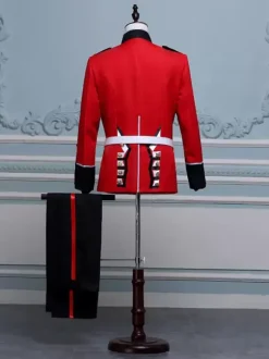 Men's Red Retro Set Elegant Long Sleeves Swallowtail Suit Performance Daning wear
