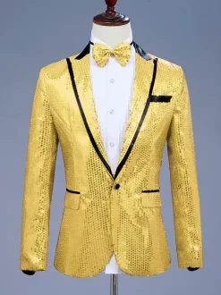 Men's Retro Sequni Top Retro Polyester Long Sleeves Performance Costume