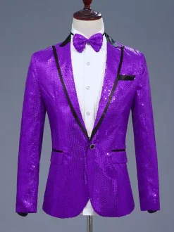 Men's Retro Sequni Top Retro Polyester Long Sleeves Performance Costume