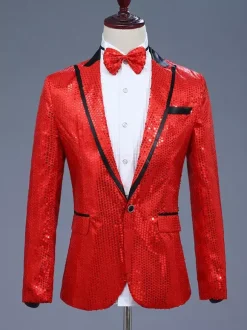 Men's Retro Sequni Top Retro Polyester Long Sleeves Performance Costume