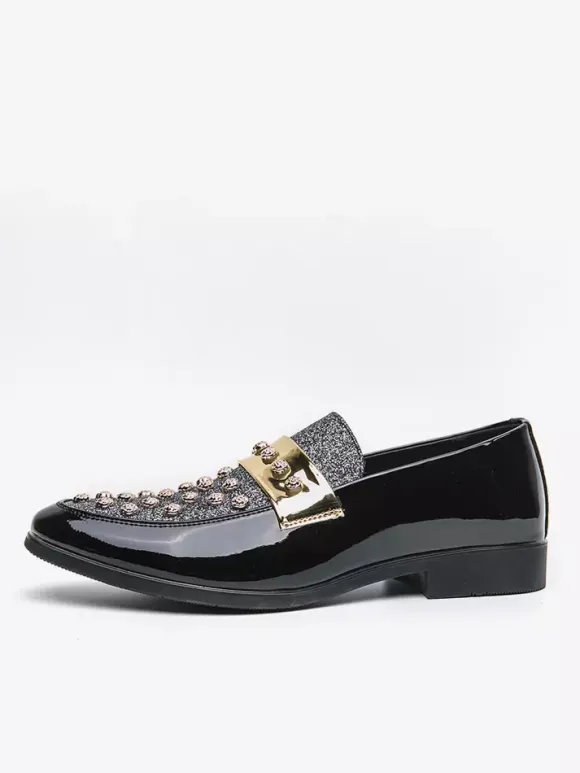 Mens Rivet Rhinestones Horsebit Loafer Casual Evening Party Dress Nightclub Shoes Fashion