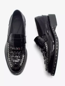 Mens Rivets Loafer Cowhide Metal Details Shoes
