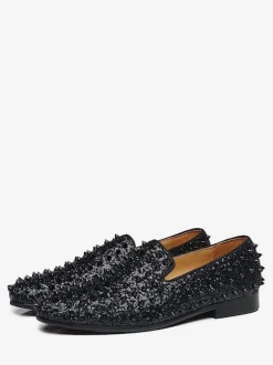 Men's Rivets Loafer Shoes Kid Skin Slip-On Prom Party Wedding Shoes