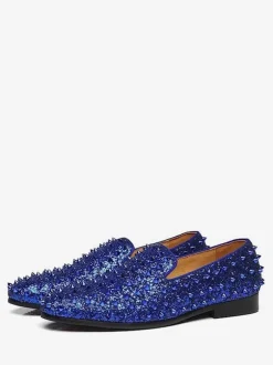 Men's Rivets Loafer Shoes Kid Skin Slip-On Prom Party Wedding Shoes
