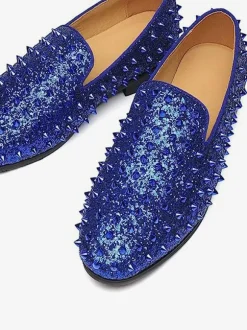 Men's Rivets Loafer Shoes Kid Skin Slip-On Prom Party Wedding Shoes
