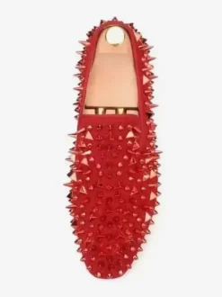 Mens Rivets Loafer Shoes Micro Suede Upper Artwork Slip-On Spikes Prom Wedding Shoes