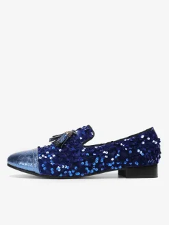 Men's Rivets Loafer Shoes Leather Sequins Slip On Tassel Prom Wedding Shoes