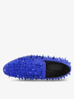 Mens Rivets Loafer Shoes Micro Suede Upper Spikes Rivets Slip-On Prom Party Wedding Shoes