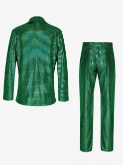 Mens Sequin Blazer Metallic Slim Suit 2 Piece Set Disco Prom Shiny Outfits Wedding Party Banquet Fashion Jacket And Pants