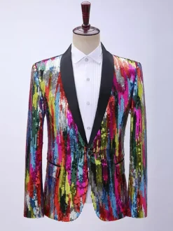 Men's Sequin Suit Stage Performance Wear Long Sleeves Retro Costumes