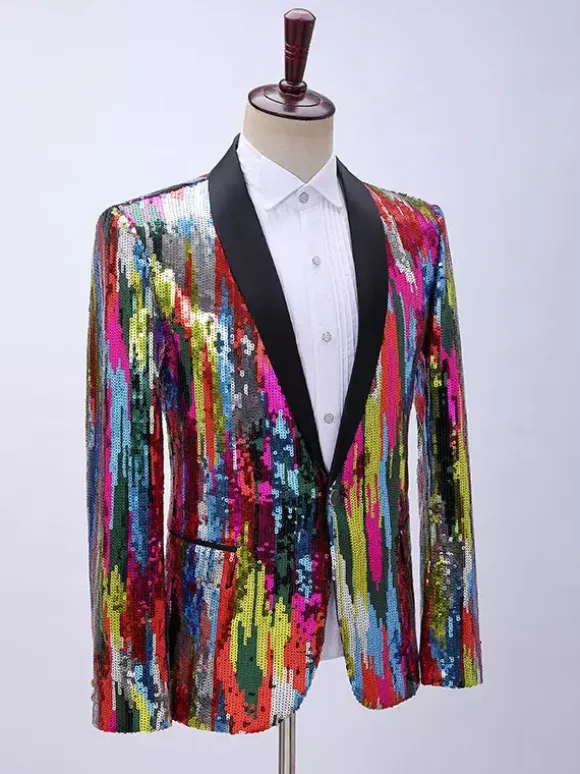 Men's Sequin Suit Stage Performance Wear Long Sleeves Retro Costumes