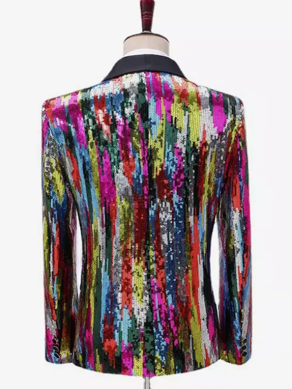 Men's Sequin Suit Stage Performance Wear Long Sleeves Retro Costumes