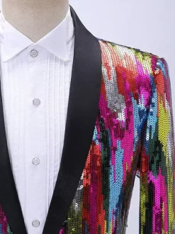 Men's Sequin Suit Stage Performance Wear Long Sleeves Retro Costumes