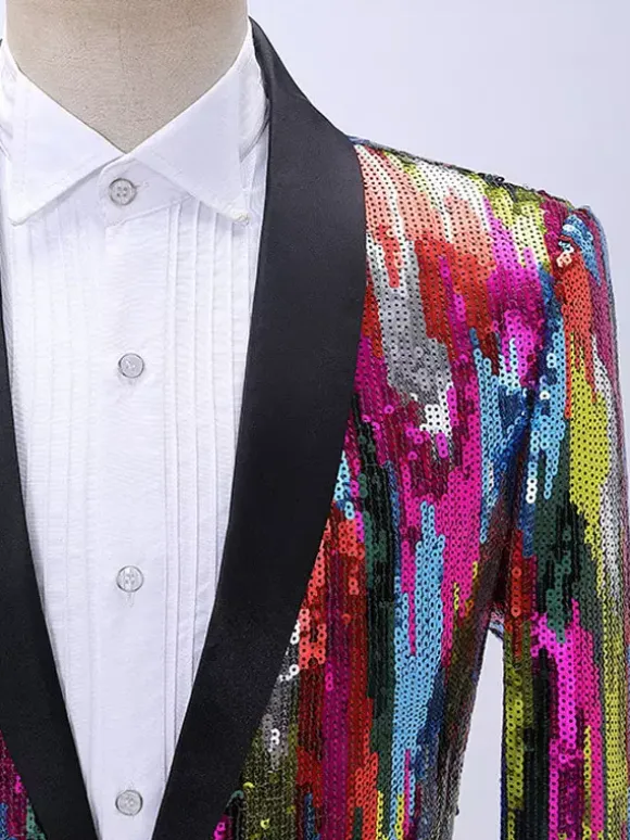 Men's Sequin Suit Stage Performance Wear Long Sleeves Retro Costumes